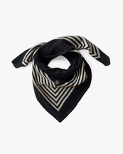 Lescarf Cashmere Striped Scarf Black/White