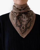 Lescarf Cashmere Paisley Scarf Cappuccino/Black