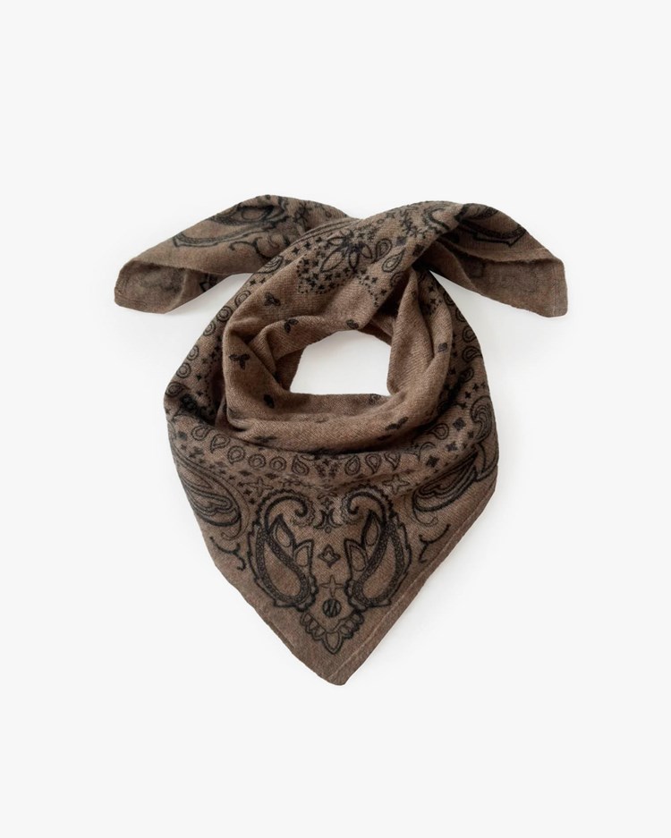 Lescarf Cashmere Paisley Scarf Cappuccino/Black