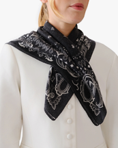 Lescarf Cashmere Paisley Scarf Black/White