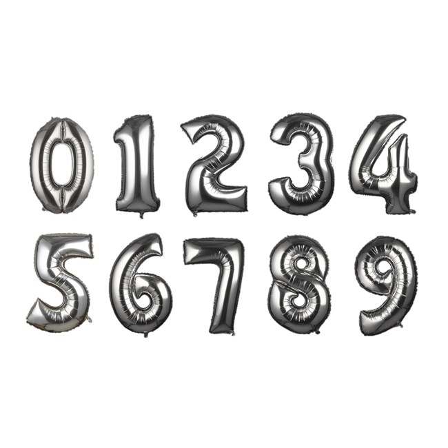 Foil balloon Silver Numbers 100 cm