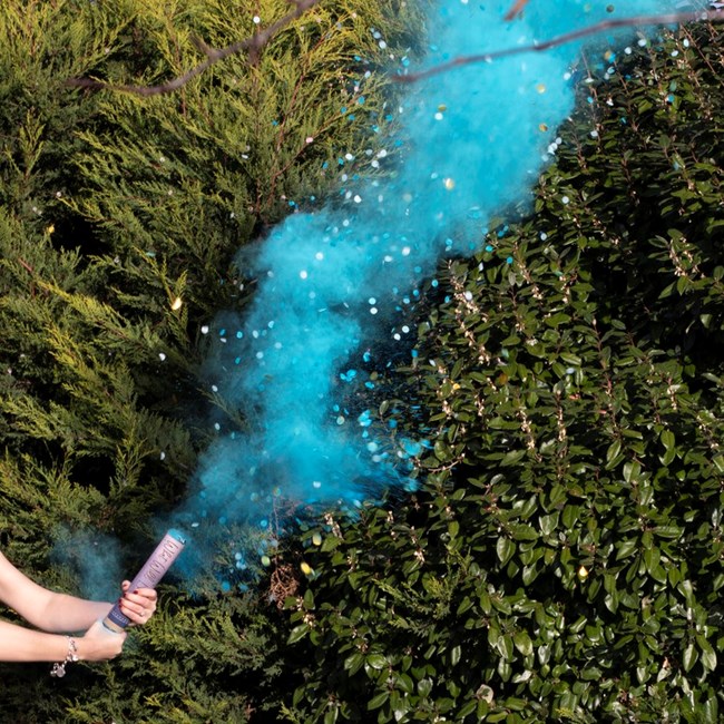 Blue Gender reveal smoke cannon