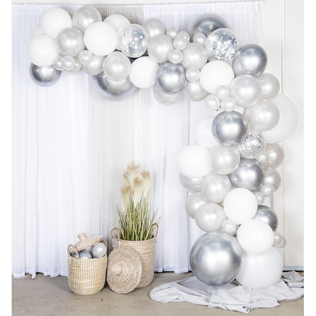 Balloon arch kit silver/chrome