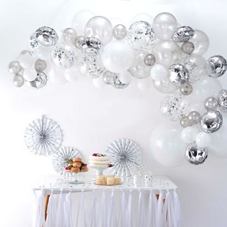 Balloon arch kit silver and confetti