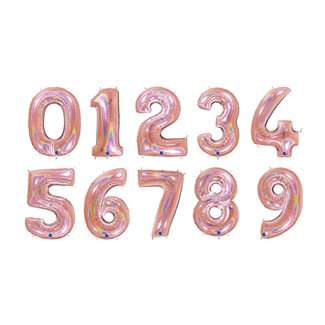 Holygraphic pink number balloon