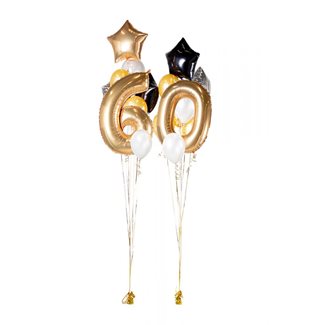 Ballongbukett Happy Birthday 60 Guld