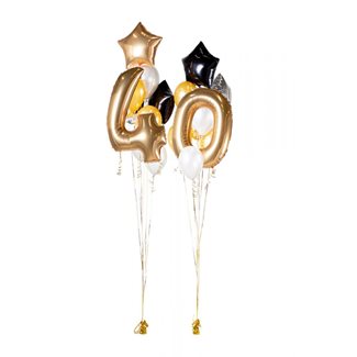 Ballongbukett Happy Birthday 40 Guld