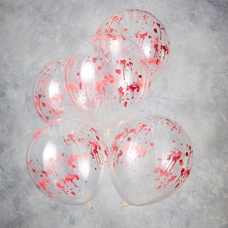 Blodstänkta genomskinliga ballonger