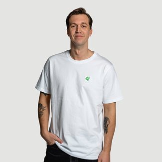 White t-shirt with pictogram embroidery