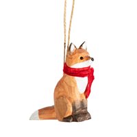 Christmas decoration, Fox sitting carved