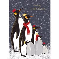 Christmas card, Penguin family
