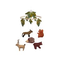 Wooden mobile forest animals with leafs