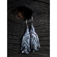 Bats earrings, oxidized silver