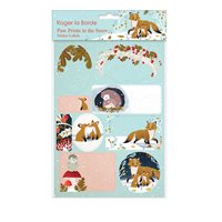 Paw Prints in the Snow Sticker Labels Sheet