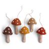 Rust colored felted mushrooms, 5 sets