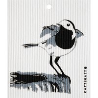 Dish cloth Pied wagtail on stone