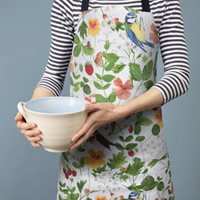 Apron Birds and Berries, white