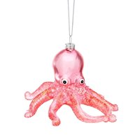 Wonderland Glitter Octopus Shaped Bauble Pink