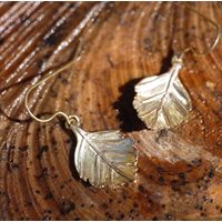 Birch leaf earring, brass