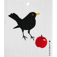 Dish cloth Blackbird with apple
