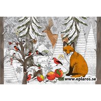 Christmas card Fox postcard