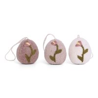 Eggs with Embroidery Tulip - Set of 3