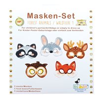 Masker, Skogens djur, set med 5 st, brun
