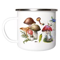 Enamel mug In the mushroom forest silver