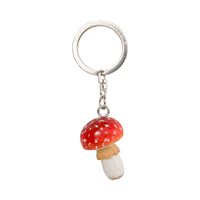 Key ring carved red fly agaric