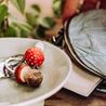 Key ring carved red fly agaric