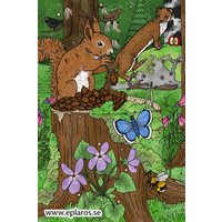 Postcard Squirrel and weasel