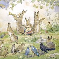 Golden Days bunny band, Greeting Card