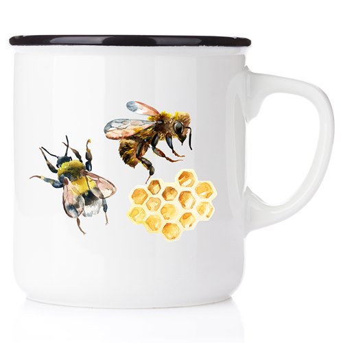 Enamel mug Bee, black