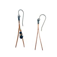 Pine needles with ant earrings, copper