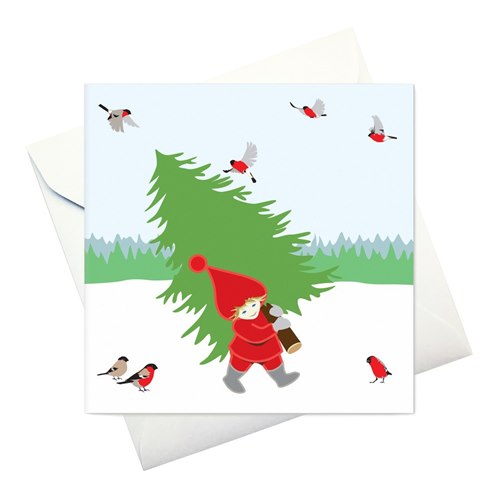 Double Card Santa Claus with fir tree