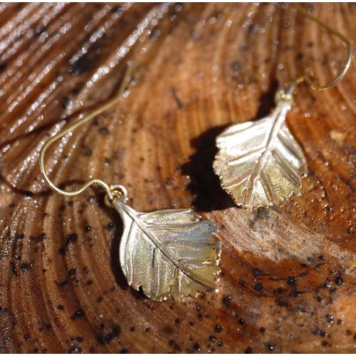 Örhänge björklöv mässing