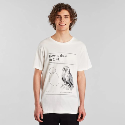 T-Shirt Stockholm How to draw an owl Herr vit L