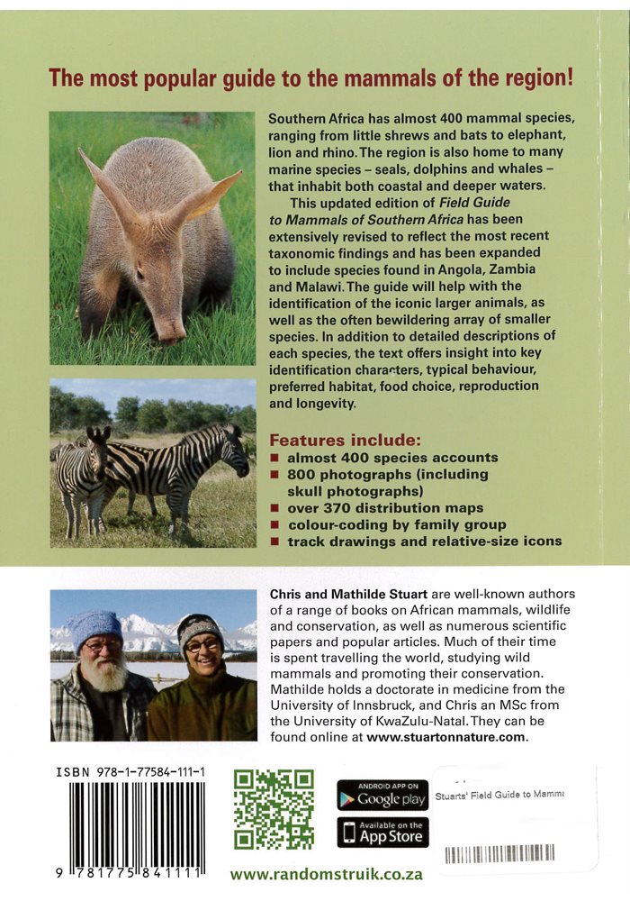 Stuarts' Field Guide to Mammals of Southern Africa - Naturbutiken