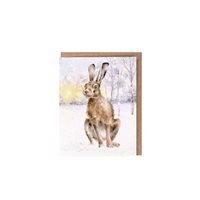 'Golden Hour' Hare Mini Christmas Card
