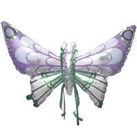 Foil balloon butterfly to tie around purple/green 110x73cm 1 piece