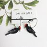 Black woodpecker earring, hoops