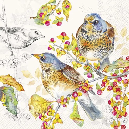 Napkin autumn birds
