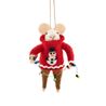 Mouse in Snowman Jumper with Fairy Lights Felt Christmas Decoration