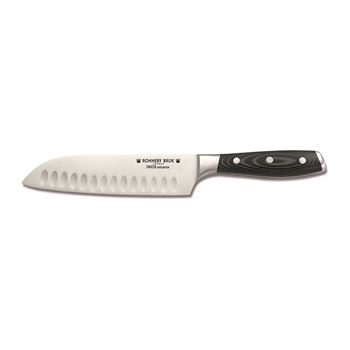 Kockkniv Santoku / japansk 175 mm Ronneby Bruk INOX Micarta rostfri/svart