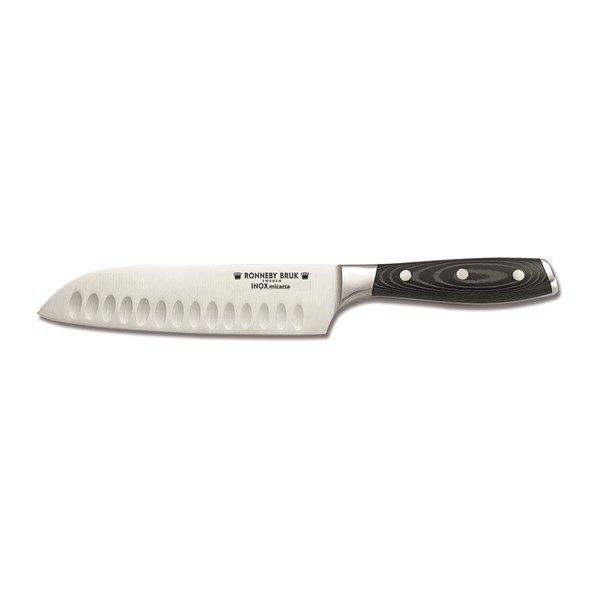Kockkniv Santoku / japansk 175 mm Ronneby Bruk INOX Micarta rostfri/svart