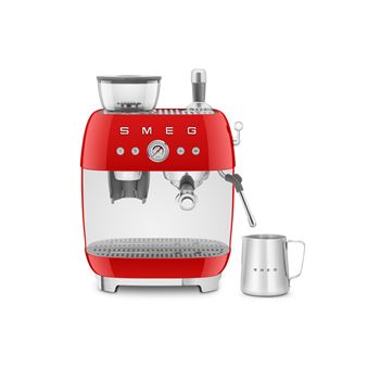 Espressomaskin manuell m kaffekvarn Smeg 50's Style röd