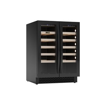 Vinkyl 82-89 cm, 40 flaskor, dubbeldörr, 2 kylzoner Yellow Line Thermex Winemex 40 svart