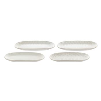 Tallrik Elstra 25,5 x 14 x 2,5 cm Stengods 4 ass.  Villa Collection offwhite