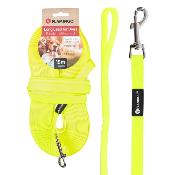 Flamingo Spårlina 15m 17mm Caspar biothane gul