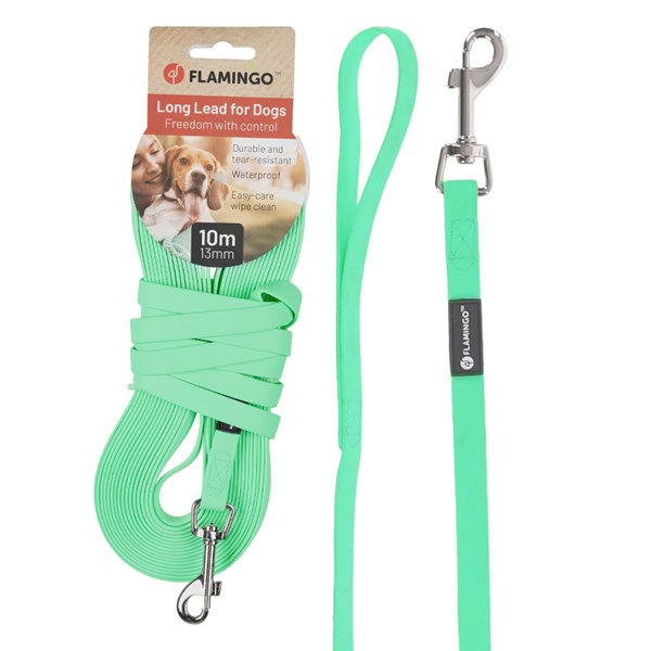 Flamingo Spårlina 10m 13mm Caspar biothane mintgrön